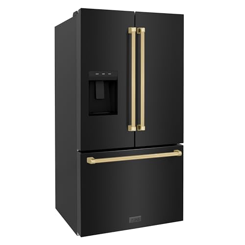 Z Line Kitchen and Bath ZLINE Autograph 36 in. Black Stainless Standard Refrigerator w/Bronze Handles (RSMZ-W-36-BS-CB)