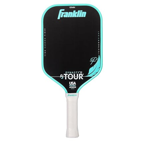 Franklin Sports Pro Pickleball Paddles - FS Tour Featherweight Series Lightweight Paddles - USA Pickleball Approved - Raw Carbon Fiber Surface - Dynasty - 12mm Polymer Core - Blue