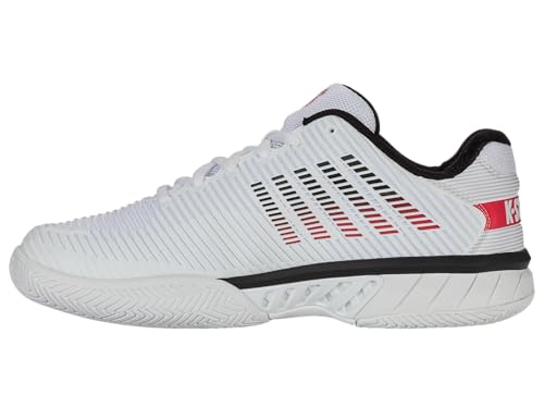 K-Swiss Men's Hypercourt Express 2 Tennis Shoe, White/Black/Mars Red, 13 W