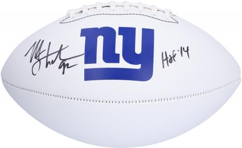 Michael Strahan New York Giants Autographed Franklin Panel Football with "HOF 14" Inscription - Autographed Footballs
