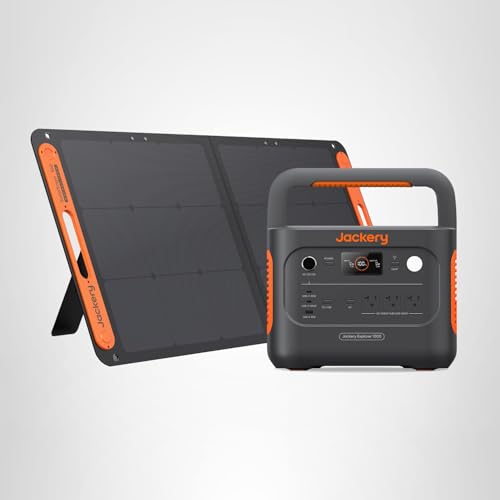 Jackery Solar Generator 1000 v2 with 100W Solar Panel,1070Wh Portable Power Station LiFePO4 Battery,1500W AC/100W USB-C Output,1Hr Fast Charge for Outdoor,Off-Grid Living,RV,Emergency