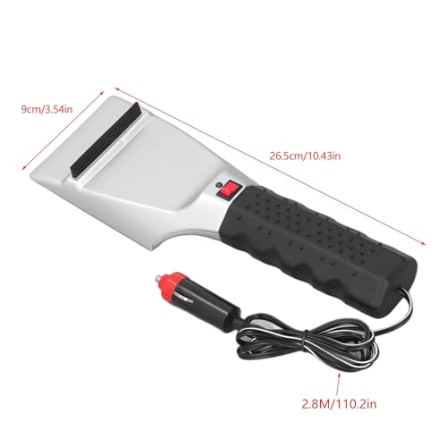 Auto Heated Ice Scraper Snow Shovel Plastic Metal 12V 18W 60°C 110.24in 3 Min Fast Heat Electric Windshield for Cars Trucks SUV