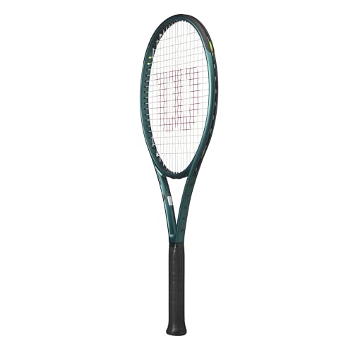 Wilson Blade 100 V9 Strung Performance Tennis Racket - Grip Size 2 - 4 1/4", Strung with Sensation 16 Natural at Mid Range Tension