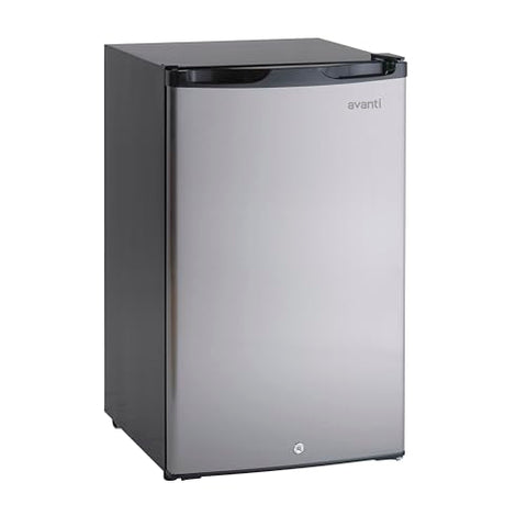 Avanti 4.4 Cu. Ft. Compact Refrigerator with Lock, Adjustable Glass Shelves, Automatic Defrost, Reversible Door, ENERGY STAR Certified, 4.4 cu.ft., Stainless Steel