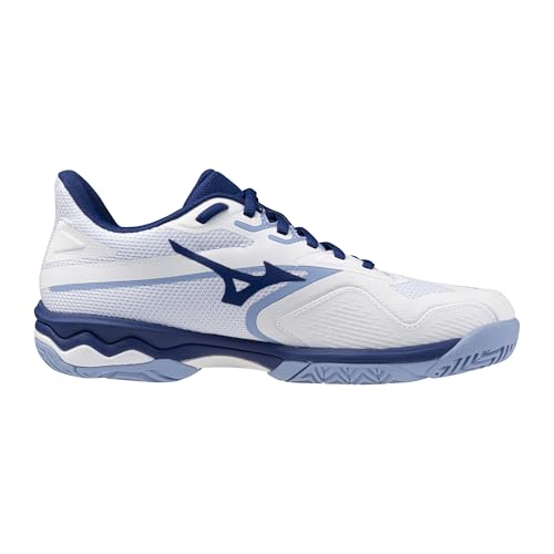 Mizuno Wave Exceed Light 2 AC Women's Tennis Shoe,All Court Shoe, White-Bellwether Blue, US Womens 6