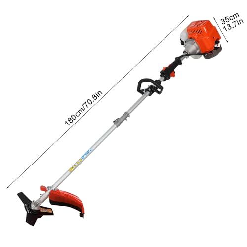 gihusrzx 2025 New Gas Weed Wacker - 52cc 2-Stroke 5 in 1 Multi-Functional Lawn Mower Hedge Trimmer Pruners Gas Powered Brush Cutter, Handheld Weed Eater for Garden and Yard Lawn Orange