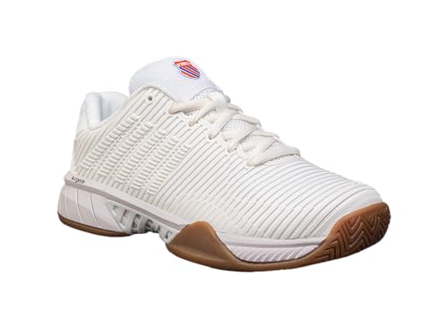 K-Swiss Women's Hypercourt Express 2 Indoor Tennis Shoe, Bright White/Gum, 8 M
