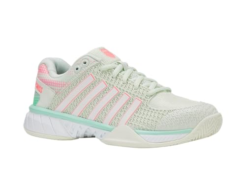 K-Swiss Women’s Express Light Pickleball Shoes – Lightweight Breathable Court Shoe, Stable Support, Durable Toe Protection, Ice/Honeydew/Neon Pastel Pink, 9 W