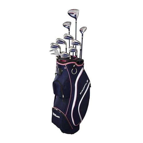 Wilson Women's Profile Complete Golf Set with Cart Bag - Right Hand, Petite, Ladies, Navy/Rose Gold/Silver