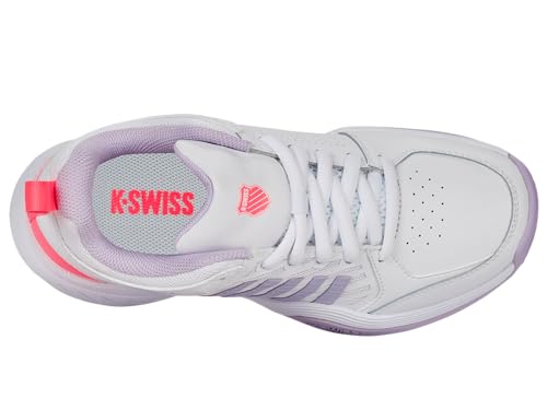 K-Swiss Women's Court Express 2 Tennis Shoe, White/Orchid Petal/Neon Blaze, 8.5 M