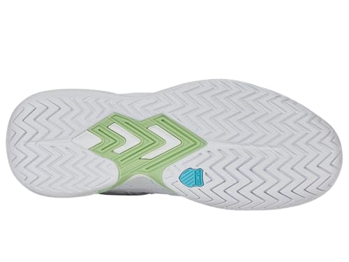 K-Swiss Women's Tura Team Pickleball Shoe, White/Paradise Green/Black, 6.5 M