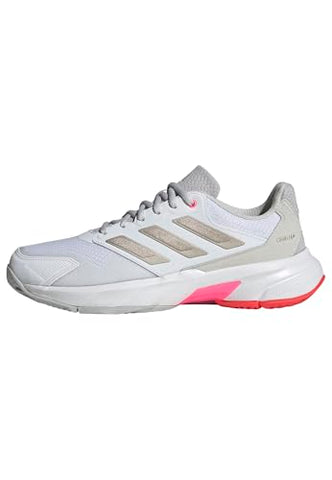Adidas Womens Courtjam Control 3 Tennis, White/Iron Metallic/Lucid Red, 11.5