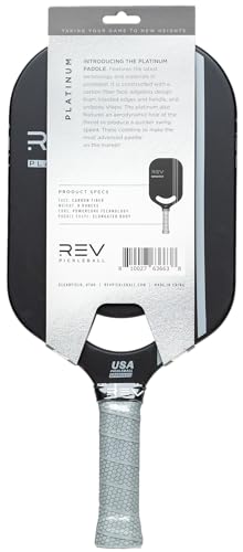 REV Pickleball Paddle – Platinum Carbon Fiber Pro Pickleball Racket – Professional Performance Paddle for Tournament Play – USAPA & PPA Approved