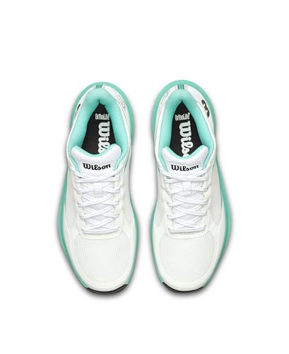WILSON Hurakn Lite Women's Padel Shoe - White/Turquoise/Black, Size 9.5 US