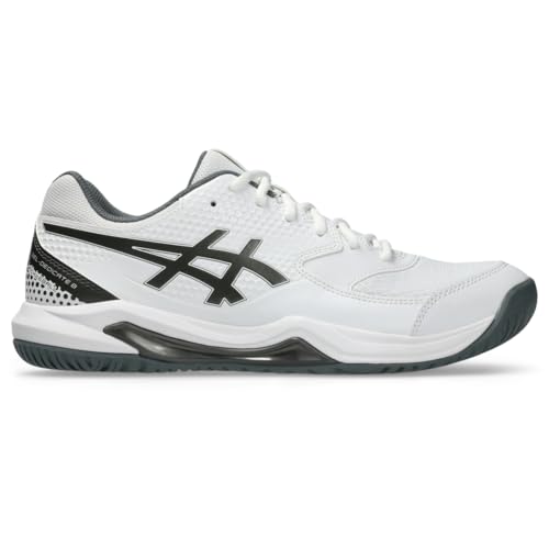 ASICS Men's Gel-Dedicate 8 Pickleball Shoes, 9.5, White/Gunmetal