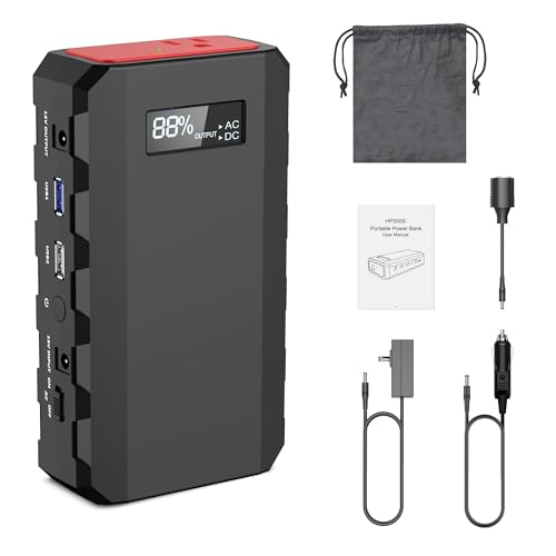 powkey 88Wh Portable Power Station 24000mAh Camping Solar Generator(Solar Panel Not Included) Lithium Battery Power 110V/65W AC, DC, USB QC3.0 for Home Camping Emergency Backup Black