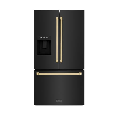 Z Line Kitchen and Bath ZLINE Autograph 36 in. Black Stainless Standard Refrigerator w/Bronze Handles (RSMZ-W-36-BS-CB)