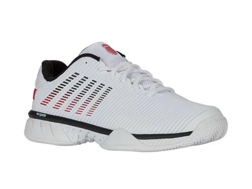 K-Swiss Men's Hypercourt Express 2 Tennis Shoe, White/Black/Mars Red, 13 W