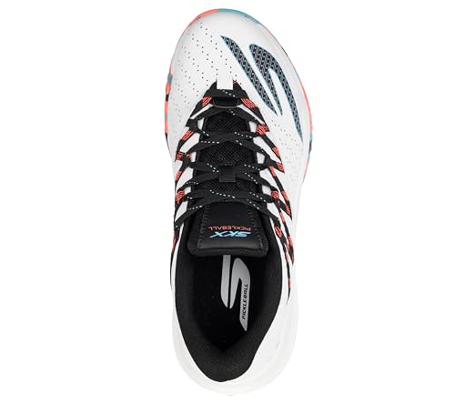 Skechers Women's Viper Court Rally Pickleball Sneaker, White/Pink/Light Blue, 8