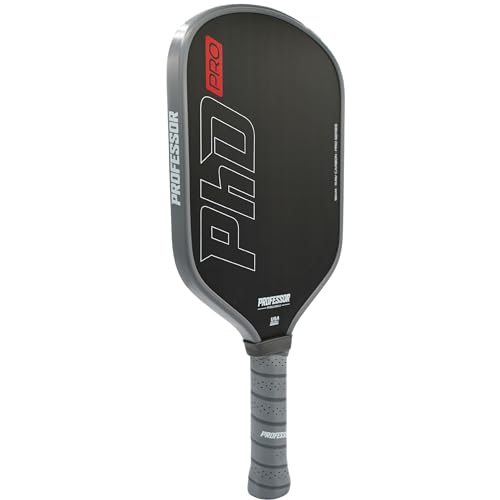 Professor PhD Pro Thermoformed Raw Carbon Fiber All Court Pickleball Paddle - Maximizes Spin and Power - Precision Honeycomb Core - USAPA Pickleball Approved