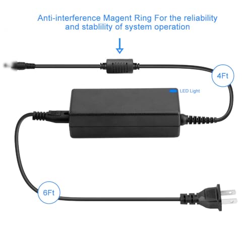 Yustda New AC/DC Adapter Replacement for Anker A1720 521 200W/256Wh Portable Power Station Solar Generator Backup Battery LiFePO4 11-28V 5.5A 65W Power Supply Cord Cable Battery Charger Mains PSU