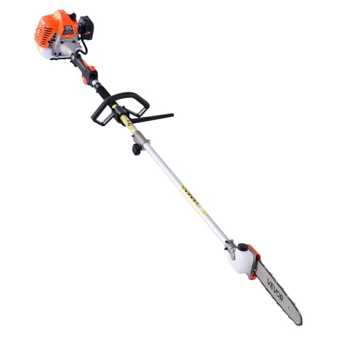 VEVOR 26cc Gas-Powered 7-in-1 Multi-Functional Trimmer - Gas Hedge Trimmer, Brush Cutter (3T/40T), Weed Eater/String, Edger, Pole Saw & 12" Chainsaw Pruner with Extension Pole, EPA, CE & EMC Certified