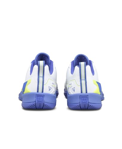 WILSON Rush Pro 4.5 Men's Tennis Shoe - White/Amparo Blue/Safety Yellow, Size 9.5 US