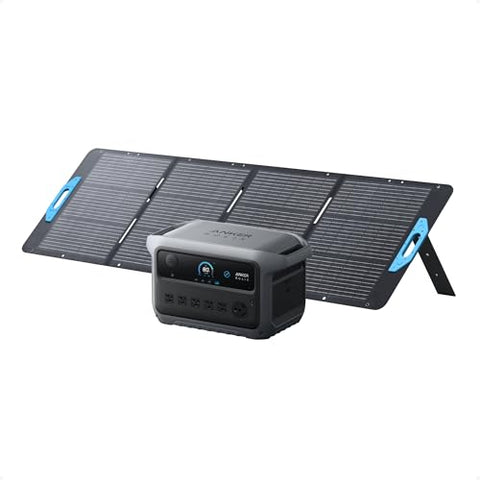 Anker SOLIX C2000 Gen 2 Portable Power Station with 200W Solar Panel, 2,400W (Peak 4,000W) Solar Generator, Full Charge in 58 Min, 2048wh LiFePO4 Battery for Home Backup, Power Outages, and Camping
