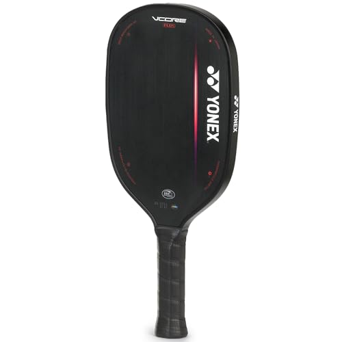 YONEX VCORE Plus Midweight 7.4" Width Black Pickleball Paddle with 5" Length Grip | PP Honeycomb Core, Glassfiber, Microparticle Coating & Carbon Fiber | for Beginner-Intermediate