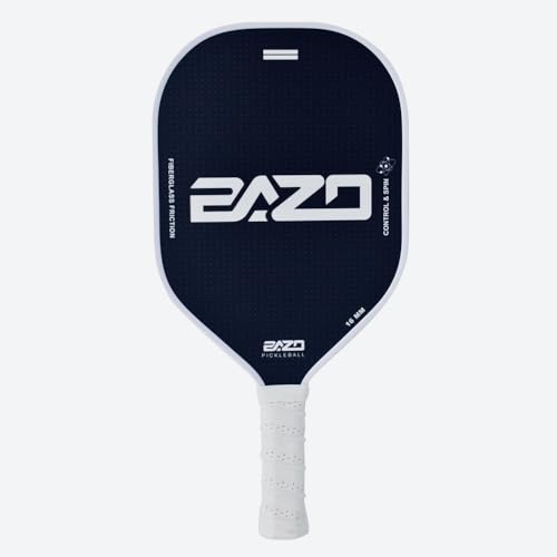 Bazo Pickleball Paddles – Professional Pickleball Paddles 14MM & 16MM Pickleball Paddle with Fiberglass Surface – with Anti-Grip Handle, Edge Shield Black/White/Pink (White, 16 MM)
