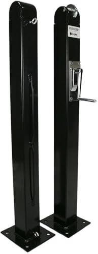 Douglas Premier Pickleball & Junior Tennis Posts – Surface Mount Kit – 3", Square, Internal Wind, Black - Optional Pipe Anchor