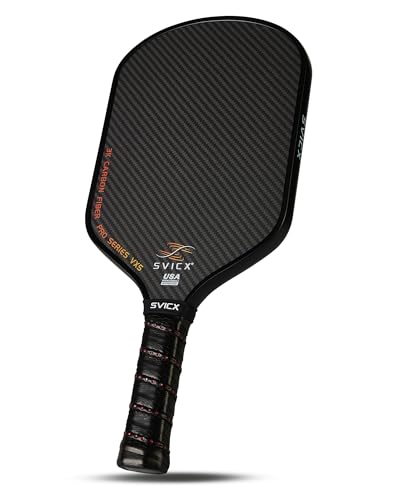 SVICX Pickleball Paddles,Carbon Fiber Pickleball Paddle,16mm - High Performance,USAPA Approved,Extended Handle for Two-Handed Grip,Enhanced Control & Power (3K+T700 Carbon Fiber (Black))