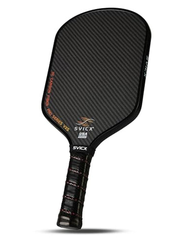 SVICX Pickleball Paddles,Carbon Fiber Pickleball Paddle,16mm - High Performance,USAPA Approved,Extended Handle for Two-Handed Grip,Enhanced Control & Power (3K+T700 Carbon Fiber (Black))