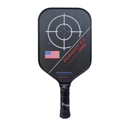 Engage Pursuit Pro EX Pickleball Paddle – Widebody Shape, Carbon Fiber Face, 13mm Control Pro “Black” Core (Red White Blue, Standard (7.9-8.3oz))