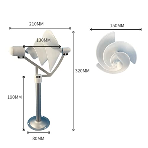 10W Micro Spiral Wind Generator Model Permanent Magnet Generator DIY White Wind Turbine Model Breeze Start Generator Light with LED Light