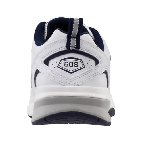 New Balance Men's 608 V5 Casual Comfort Cross Trainer, White/Navy, 10.5 Wide
