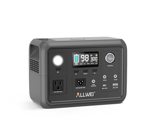 ALLWEI Portable Power Station 300W (Peak 600W) Upgraded, 256Wh LiFePO4 Battery Bank Solar-Generator with 6 Output Ports, Backup Power Supply for Camping Travel Blackout Home Use (Solar Panel Optional)