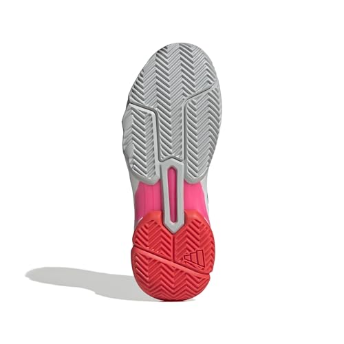 Adidas Womens Courtjam Control 3 Tennis, White/Iron Metallic/Lucid Red, 11.5