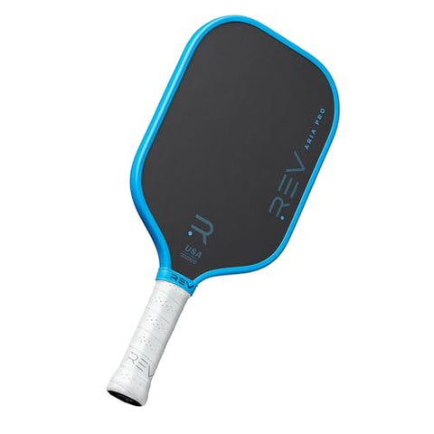 Rev Pickleball Pro-Performance Paddle - Pickleball Racket - Carbon Fiber Face - Thermoformed with Foam-Injected Walls - 14mm - 16.5"x7.5"- 8oz - USA Pickleball Approved - Aria Pro (Blue)