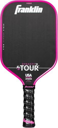 Franklin Sports Pro Pickleball Paddles - FS Tour Series Carbon Fiber Paddles - Official USA Pickleball (USAPA) Approved - Dynasty Pro Player - 14mm Polymer Core - Pink