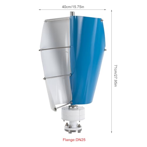 Wind Turbine, 1000W 12V Vertical Axis Wind Turbine Generator Controller Wind Generator Kit Wind Turbine Machine Wind Power Generator Wind Power Tool for Home, Business, Boats, Gazebos (White and Blue)
