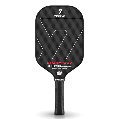 YVmove Pickleball Paddle with T700 Raw Carbon Fiber Surface & 16mm STR-Core Power Polymer Core, Premium Pickle Ball Racket Designed for Ultimate Spin & Consistency, USAPA Approved