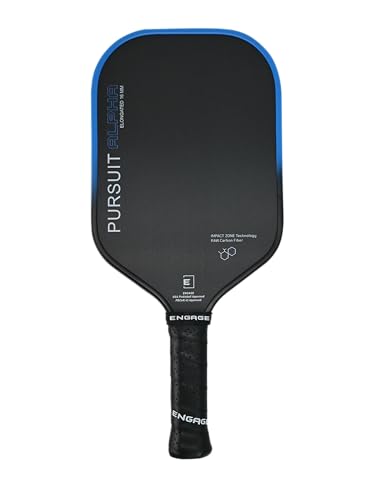 Engage Alpha Pickleball Paddle - Two Core Options, 14mm and 16mm | Friction Fiber Carbon Face, Elongated Power Paddle for Versatile Court Play (Blue, 16mm)