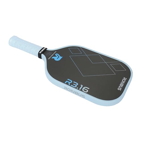 Ronbus R1.16/R2.16/R3.16 Raw Toray T700 Carbon Fiber Pickleball Paddle with 16 mm Polypropylene Honeycomb Core (R3.16Blue)