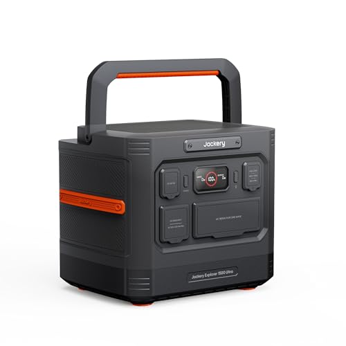 Jackery Explorer 1500 Ultra Portable Power Station, 1536Wh LiFePO4 Battery,1800W AC Output (3600W Peak), IP65 Waterproof, 1.5H Recharge, Solar Generator for Off-Grid & Emergency (Solar Panel Optional)