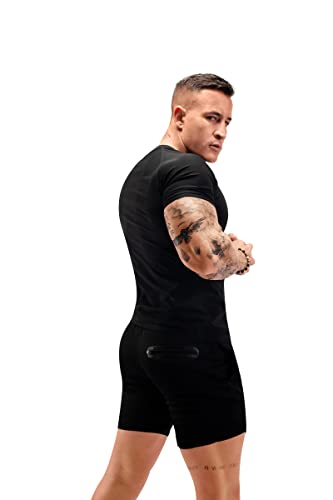 FUXERT Sauna Shirt for Men Sweat Sauna Suit for Gym Exercise Compression Shirt Workout Shapewear (SOBK L)