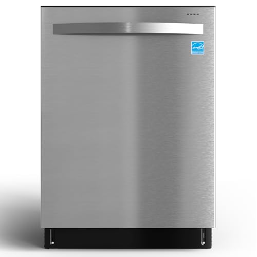 SUNVIVIPRO 24" Built-in Dishwasher, Stainless Steel Dishwasher Machine with Adjustable Racks, 14–16 Place Settings Large Capacity Dish Washer, 8 Wash Programs, Energy Star Certified, Sliver