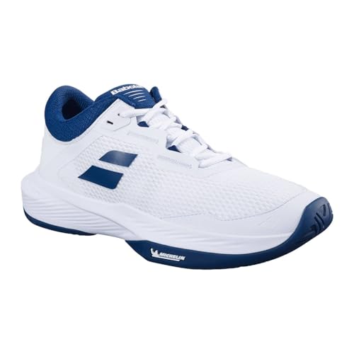 Babolat Men's SFX4 All Court Tennis Shoes (White/Estate Blue, US Footwear Size System, Adult, Men, Numeric, Medium, 9.5)