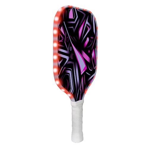 LED Pickleball Paddles - Glow in The Dark Fiberglass Racket, Light Up Pickleball Paddle | Rechargeable Nighttime Pickleball Paddle Set, Bright Illuminated Pickleball Paddle for Play Advanced Players