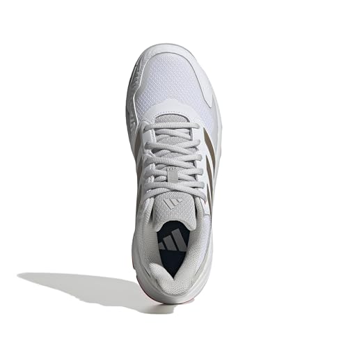 Adidas Womens Courtjam Control 3 Tennis, White/Iron Metallic/Lucid Red, 11.5